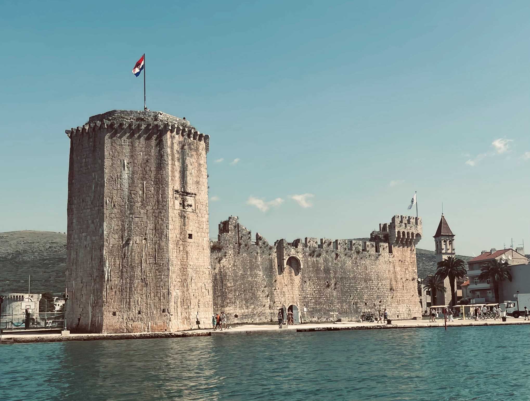 A Fortress in Trogir, with Croatian flag flying